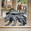 Warwickshire Dragon Gothic Decor Glass Topped Coffee Table, 39 Inch, Polyresin, Grey Stone 3