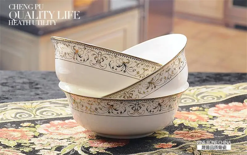 3pcs, inch, gold butterfly banding, bone china serving bowls