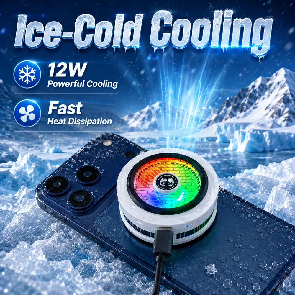 FS27 Semiconductor Phone Cooler Stylish Design Powerful Cooling Adjustable Power Magnetic Clip 2 In 1 For Mobile Gaming_voghion.com