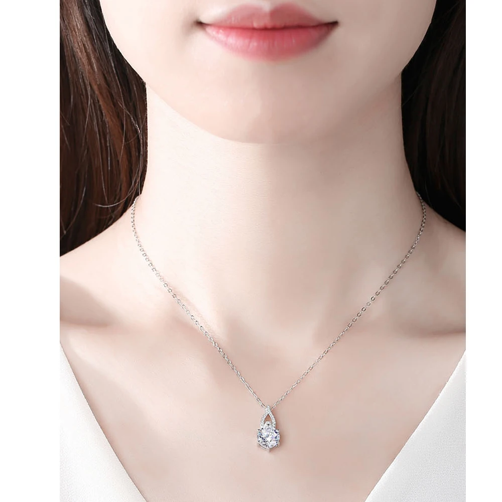 GRA Certified 6-8ct Big Moissanite Pendant Necklace For Women S925 Silver Clavicle Chain Plated Pt950 Lab Diamond Fine Necklace 5