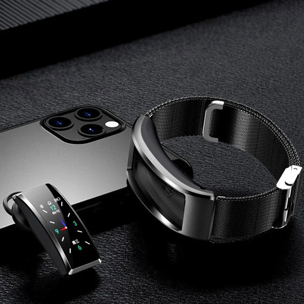 스마트 블루투스 통화 헤드셋 팔찌 심박수 건강 수면 모니터링 스포츠 시계 무선 이어폰 Smartwatch 팔찌 USB