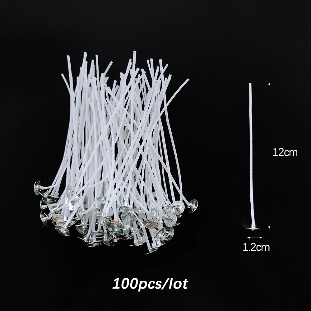 100 Stück rauchfreie Kerzendochte, 2,6–20 cm, vorgewachste Baumwollkerndochte mit Metall-Halterlaschen, DIY handgefertigte Kerzenherstellungswerkzeuge – Detail 8