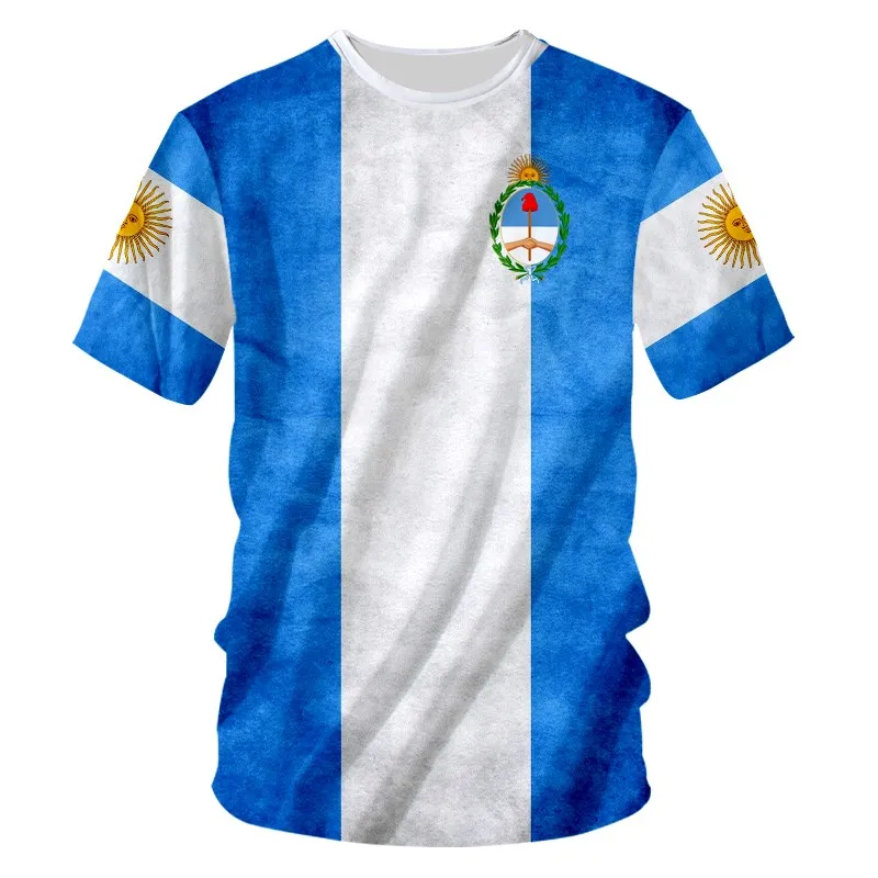 Argentina standarta národní emblem tshirts 3D tisk tričko léto T košile móda děti ležérní chlapci holčičky unisex kolo krk tees