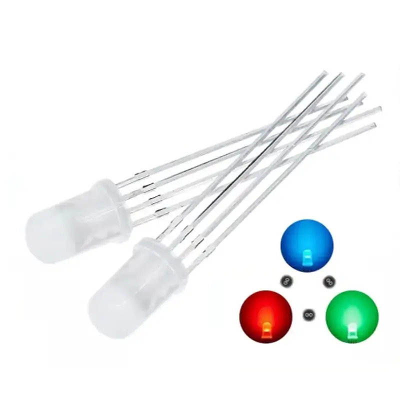 PLR 50pcs 5mm RGB LED Common Cathode/ Anode Tri-Color Emitting Diodes F5 Diffused Transparent Highlight image 1