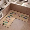 L-shaped Corner Kitchen Carpet Cartoon Minimalist PVC Floor Mat Fish Pattern Waterproof Oil-proof Rug Non-slip Easy-care Mats IG 5