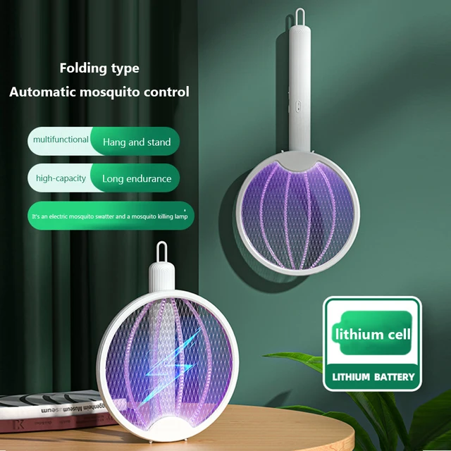 2-In-1 Elektromos Szúnyoggyilkos Biztonsági Védő Háló Összecsukható Szúnyog Ütő Rovar Gyilkos Háztartási Készletek Nyári Alváshoz