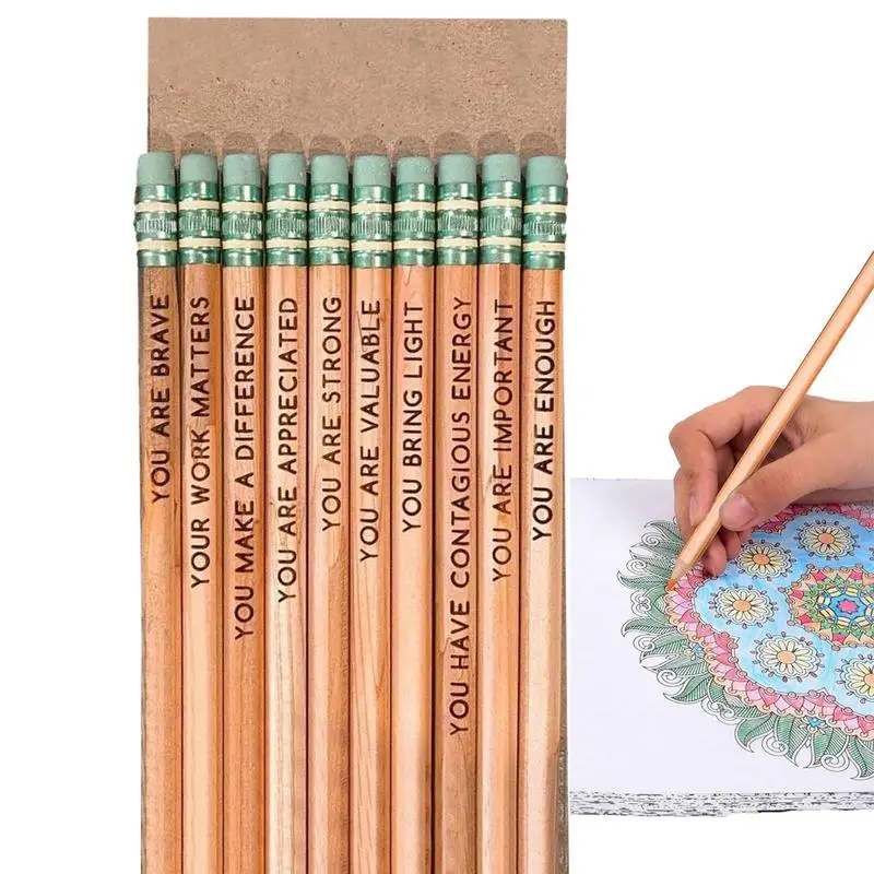 Colorful Pencils Classroom Pencils 10 PCS Cute Pencils With Encourage Positive Sayings Back To School Supplies For Kids Students