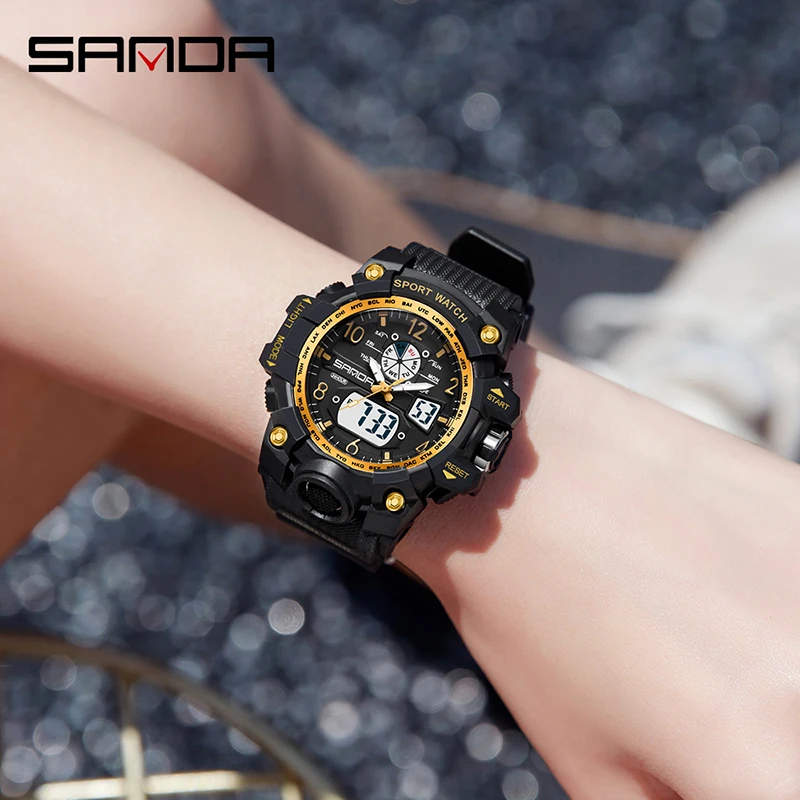 SANDA 3306 New Youth Sports Trend Korean Electric watch Men's Creative Personality Wristwatch