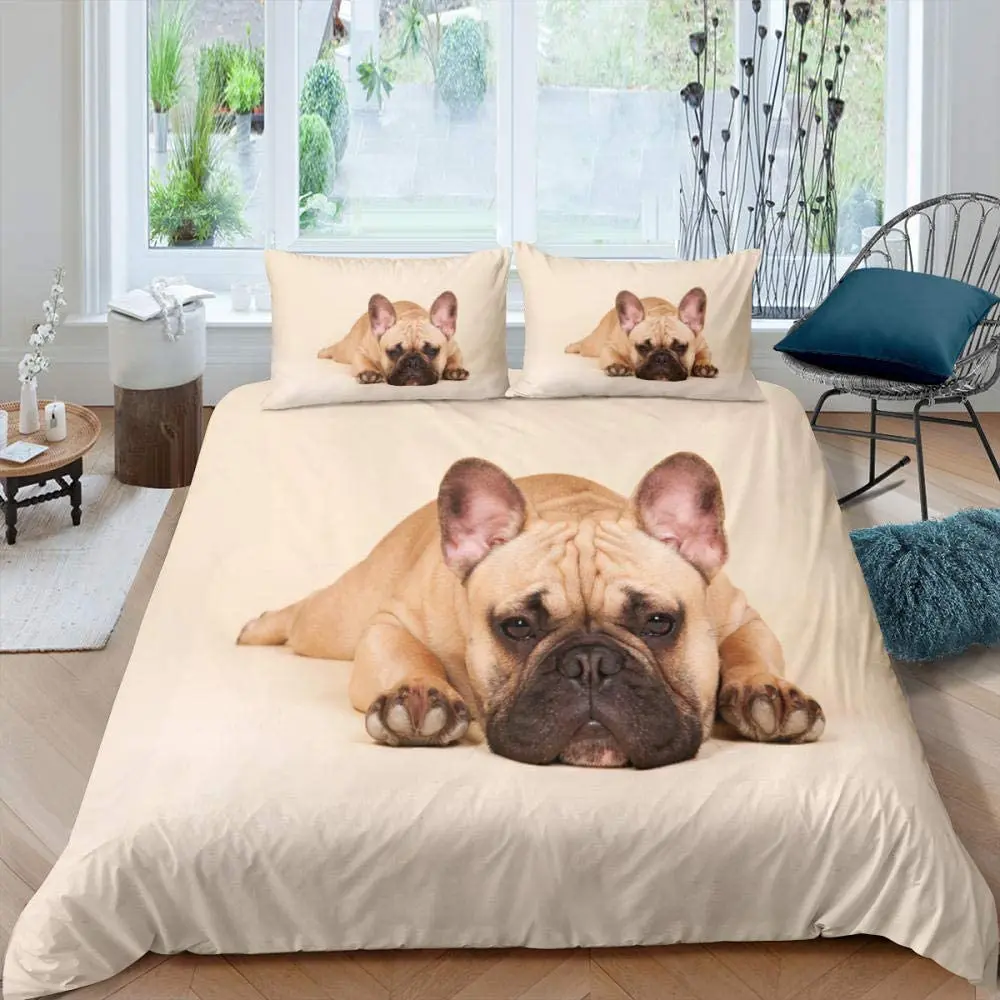 Drap-Housse 160x200 Cm Motif Bouledogue Français - Microfibre Douce Anti-Rides, Poche Profonde 30 Cm - Jaune - 9