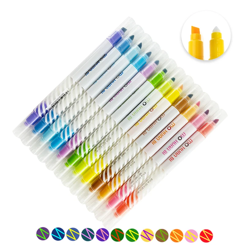 12pcs Dual Tip Magic Color Changing Highlighter Pen Set, Color Changeable Markers for School Students Diary Scrapbook DIY Card kw trio 2 hole paper punch handheld metal hole puncher adjustable hole distance 70mm 80mm 70 sheet capacity 6mm for a4 a3 a5 a6 b4 b5 b6 b7 notebook scrapbook diary planner school office stationery