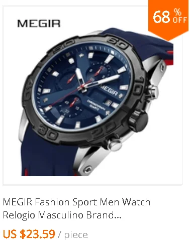 MEGIR quartz male watches Genuine Leather watches racing men Students game Run Chronograph Watch male glow hands for Man 2015G