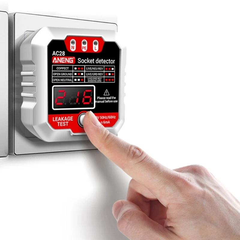 

EU-/UK Socket Tester Outlet Tester Automatic Electric Circuit Polarity Phase Voltage-Detector Wall Plug Breakers Dropship