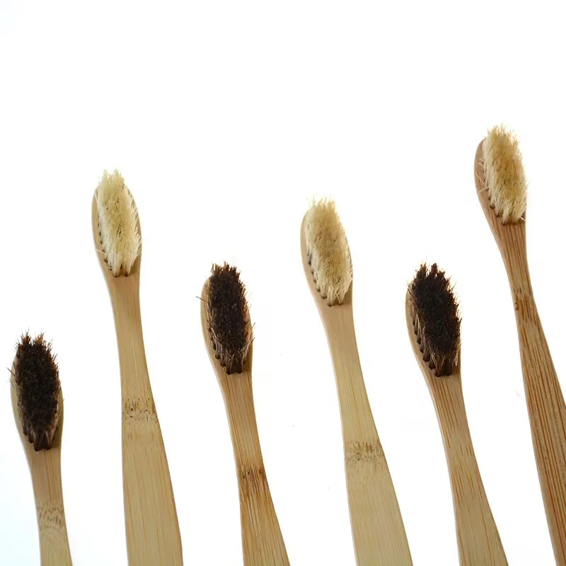 5개입 천연 돈모 대나무 칫솔, 퇴비화 가능 친환경 생분해성 제로 웨이스트 칫솔