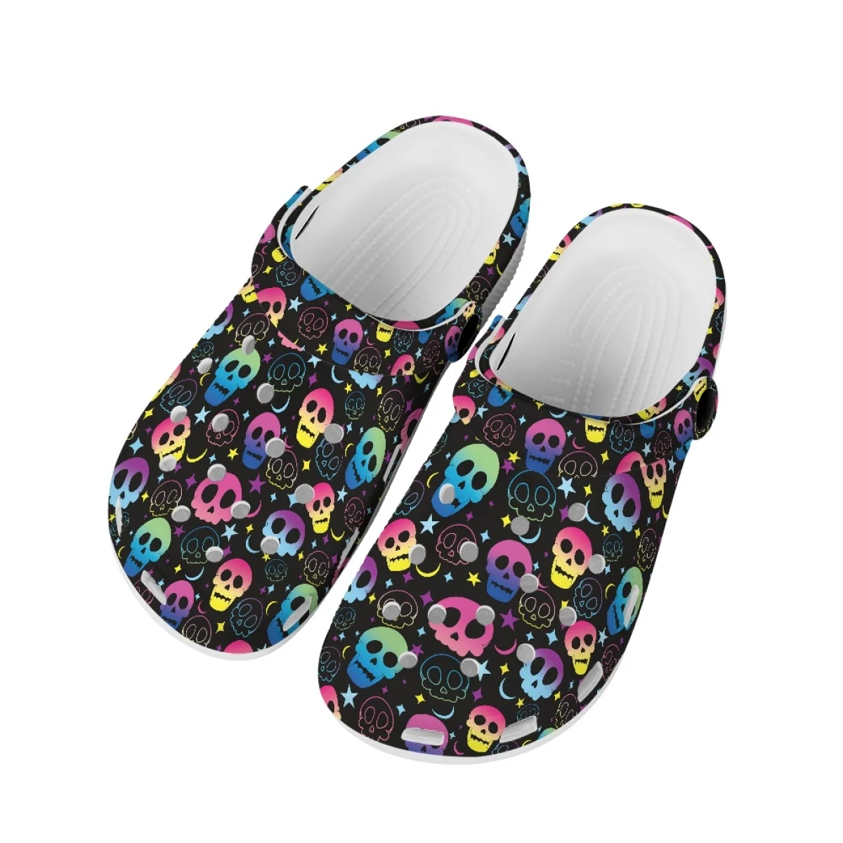 

Halloween Trick Or Treat Colorful Skull Moon Magic Hat Printed Outdoors Slippers Shoes Women Sandalias Mujer Verano 2023 Comodas