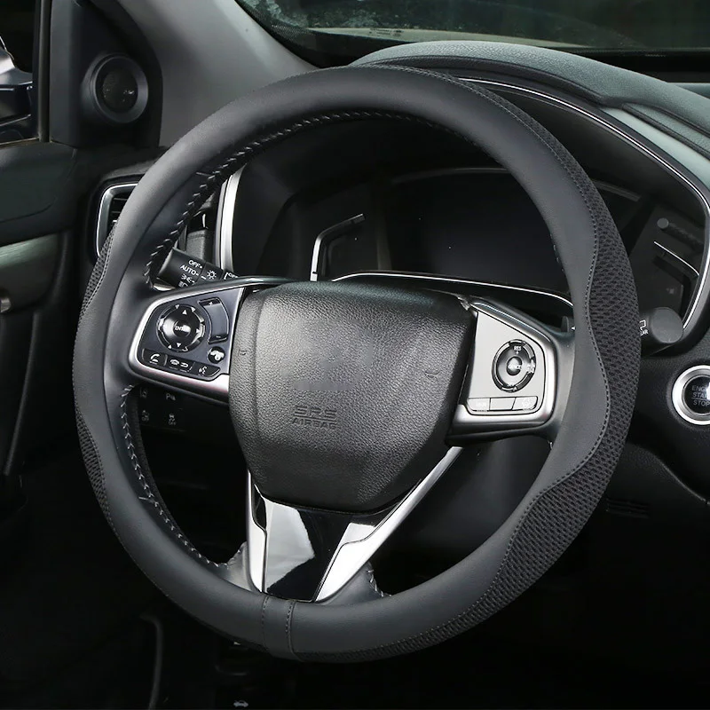

New Luxury Car Steering Wheel Cover Breathable Sweat-absorbing Honeycomb Mesh Ice Silk Car Handle Gloves Interior Accessories