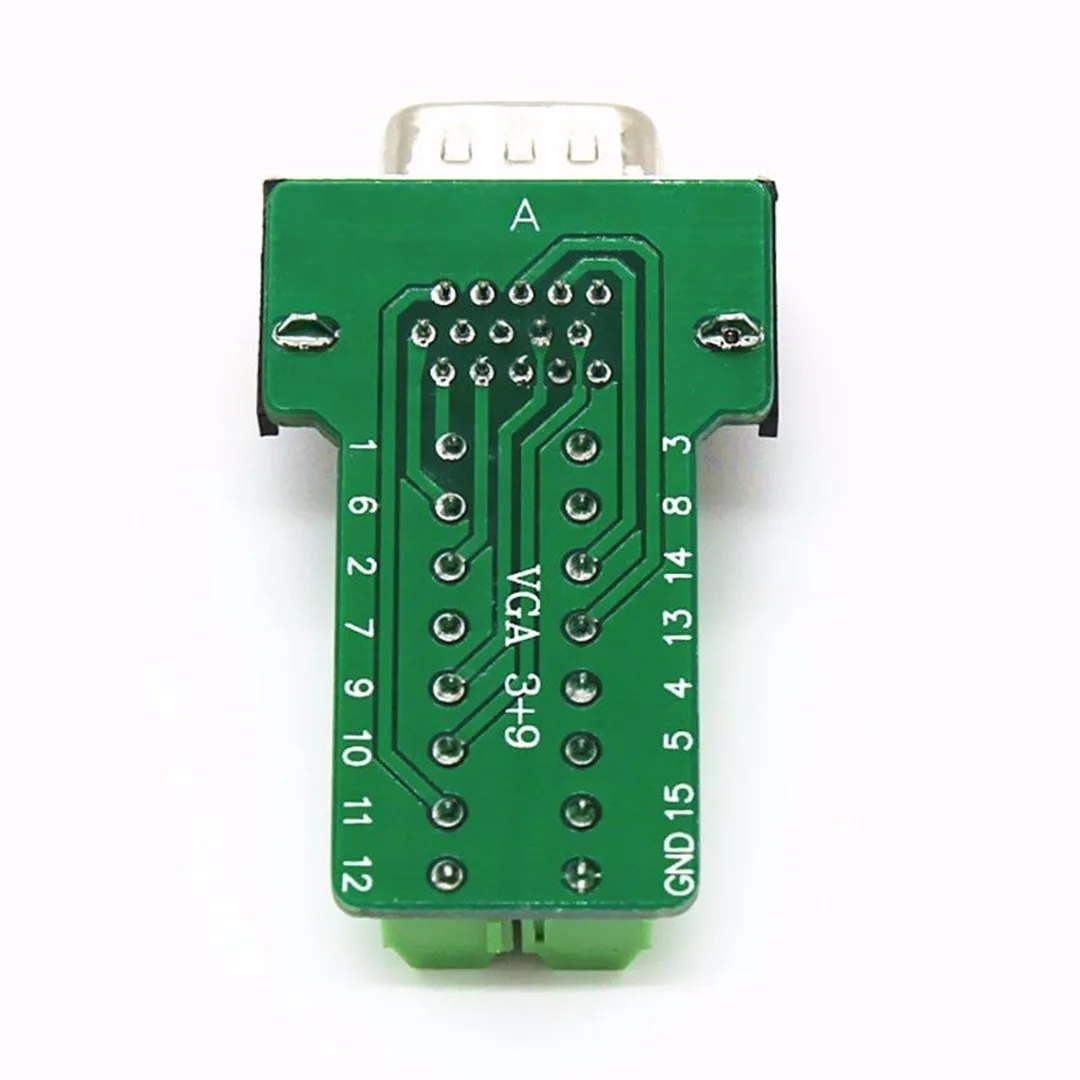 DB15 Male D-SUB 3 Row 15 Pin VGA Plug Breakout Terminal Solderless Connector