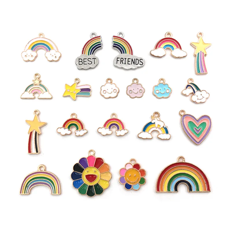 

10 шт./Лот DIY аксессуары ручной работы Радужная капля масло Эмаль сплав маленький кулон для браслета ожерелья Matel Ювелирная фурнитура