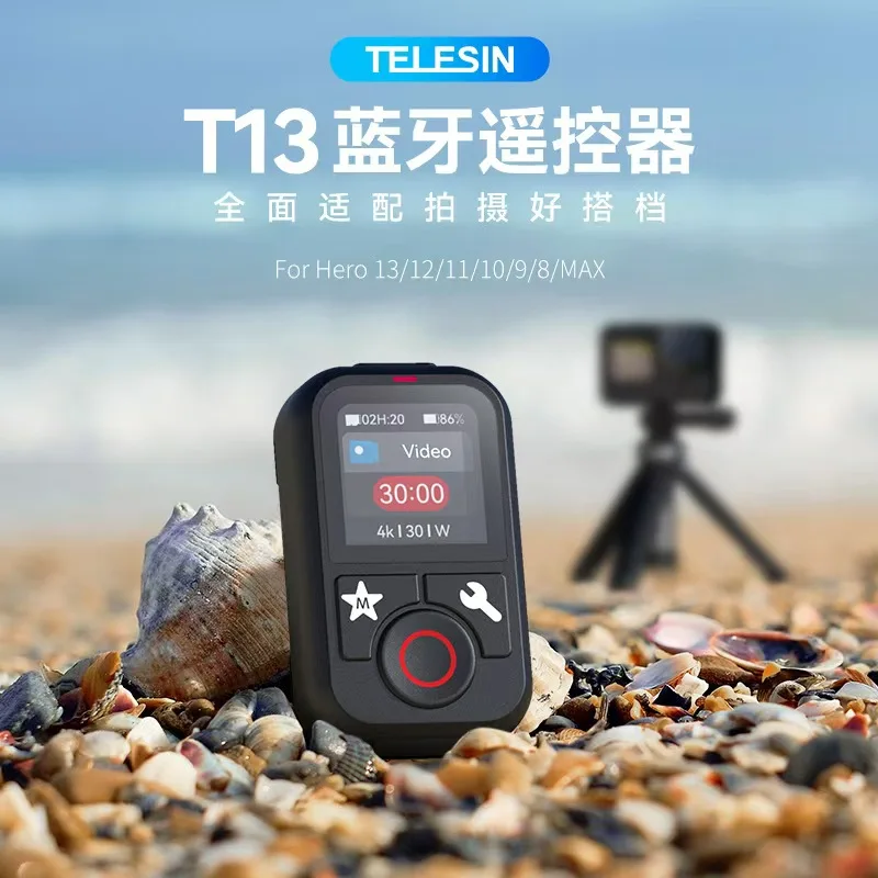 Gros plan sur la télécommande Bluetooth étanche pour GoPro Hero 13 12 11 10 9 Max, avec boutons visibles
