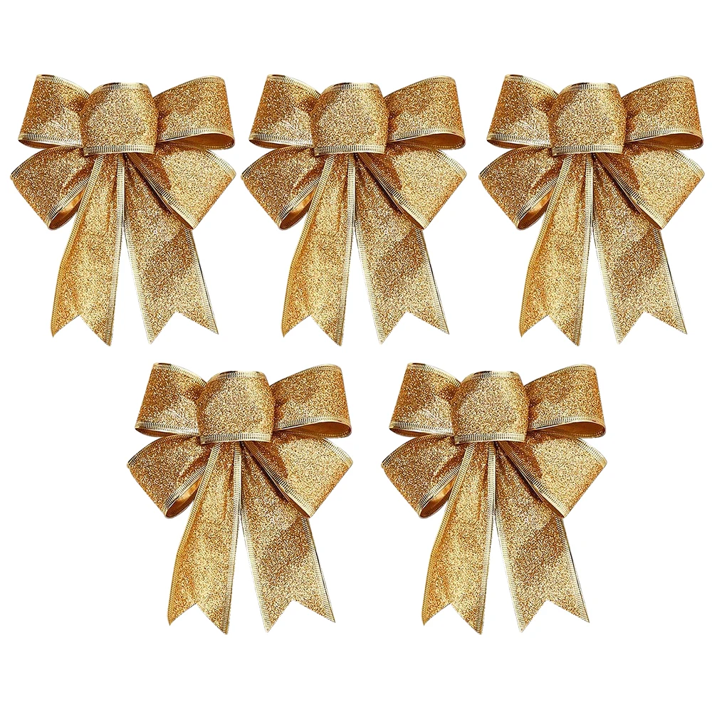 thumbnail image 1 of Christmas Tree Ribbon Bow Ornament Red Gold Silver Large Bow Xmas Tree Hanging Pendent Home Party Gift Box Wreath Decoration, 1 of 5