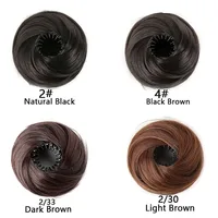 Chignon synthétique avec Clips élastiques circulaires, 1 pièce, perruque de cheveux lisses en forme de nid d'oiseau, chignon rétractable pour femmes 2