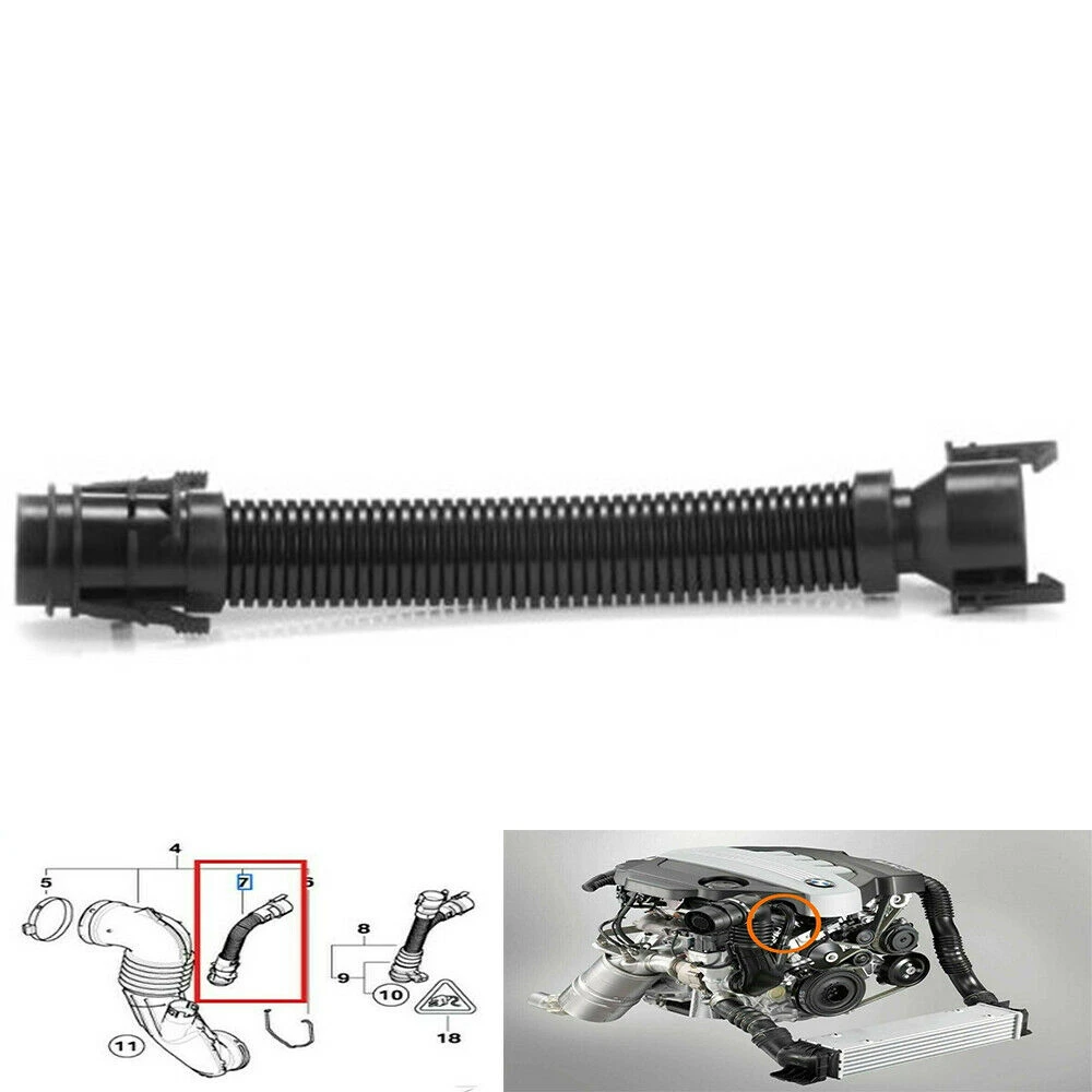 Car Intake Manifold Air Filter Inlet Breather Hose Black Pipe Rocker Cam Cover 13717803842 For