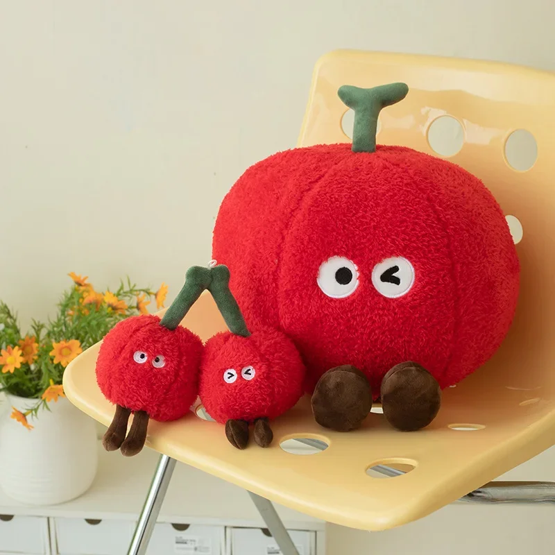 Squishy 레드 체리 플러시 장난감 베개 부드러운 과일 체리 인형 귀여운 Huggable 베개 어린이 크리스마스 생일 선물