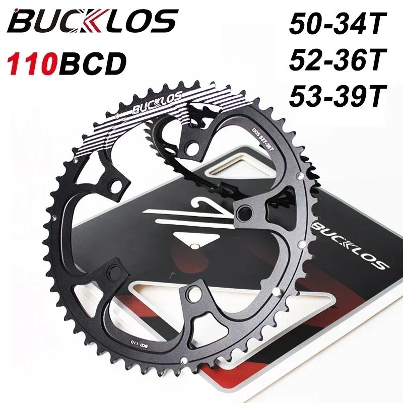 BUCKLOS 자전거 체인링, 110BCD 더블 스피드 체인휠, 로드 바이크 50-34T 52-36T 53-39T 자전거 톱니 플레이트, 사이클링 액세서리