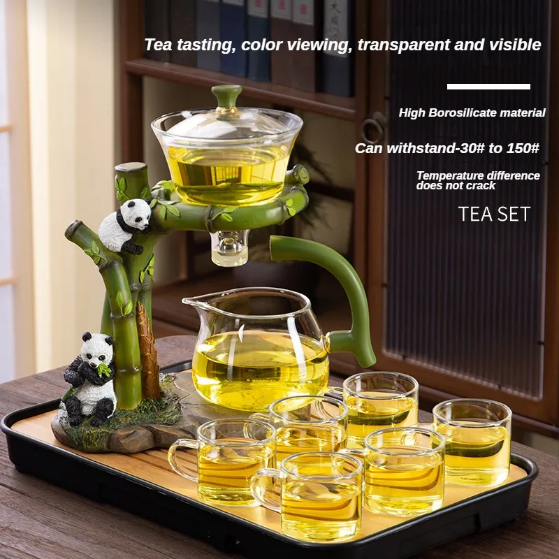Glass Automatic Tea Set Panda Shaped Tea Maker Household Light Luxury High-end Magnetic Bubble Pot tea set