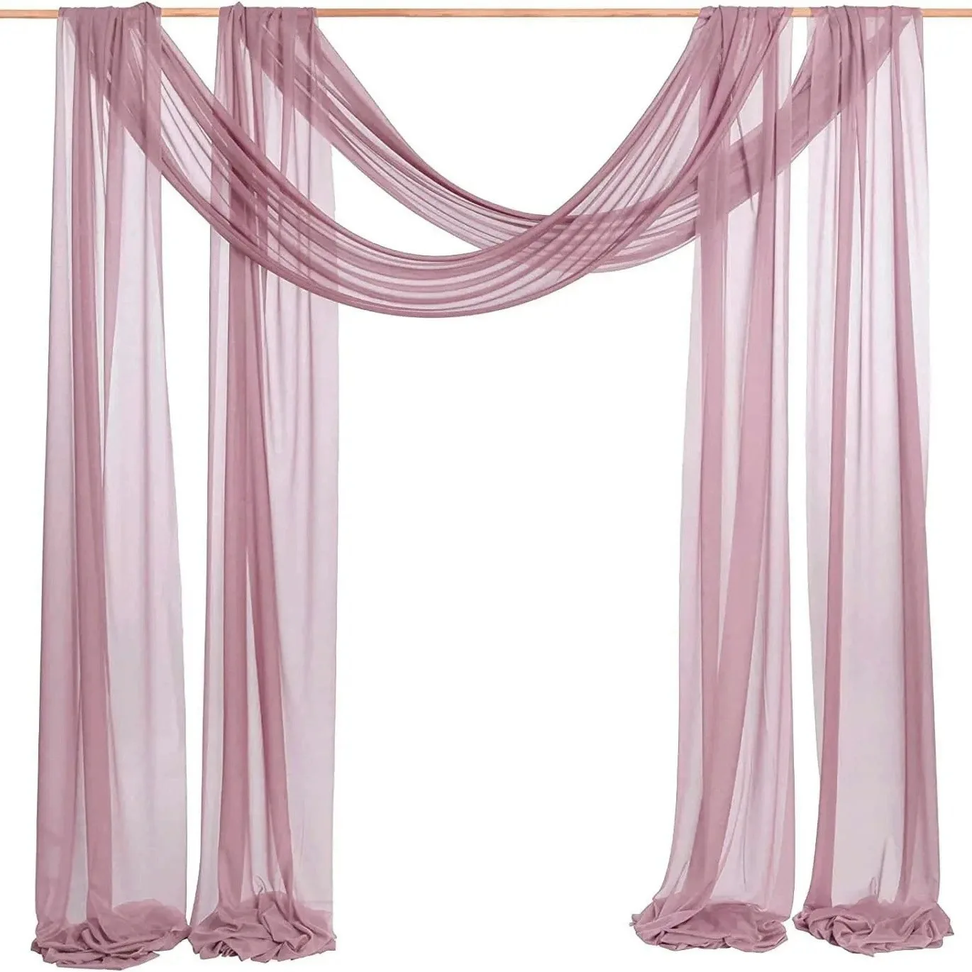 Dirty Pink Chiffon Arch Valance Wedding Festival Party Decoration Background Sheer Fabric Curtains Curtain Reception Pendant chiffon fabric curtains