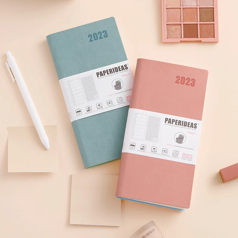 

Soft leather notebook with page number weeks handbook weekly planner 2023 calendar book monthly planner school school planner