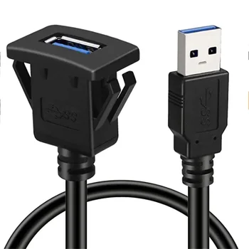 Cable de extensión de montaje en Panel empotrado USB 3,0 macho a hembra AUX para salpicadero de coche, camión, barco, motocicleta, cable impermeable de 1M 1