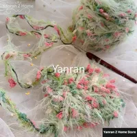 50g Garden Series Hand Mixed Knitting Yarn Green Flower Thread Handmade Crochet Stick Needle Woven Bag Hair Loop Yarn Gift Decor 1
