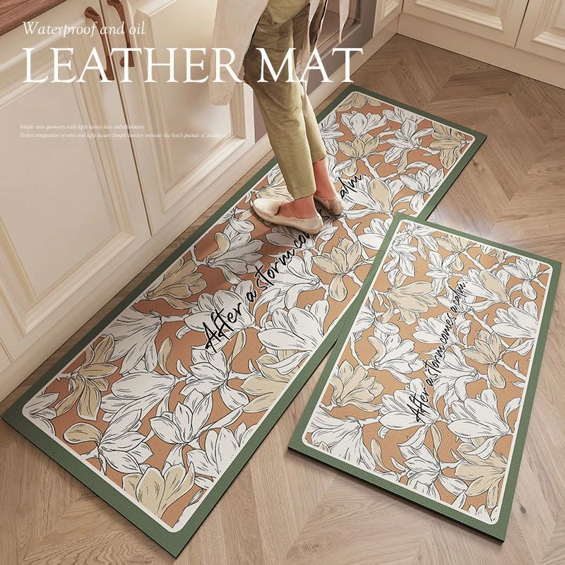 Kitchen Rugs Mats Non Slip Waterproof Padded PU Leather Floor Mats Are  Wear-Resistant Anti-Greasy Black Foot Pad PVC Air Cushion - AliExpress