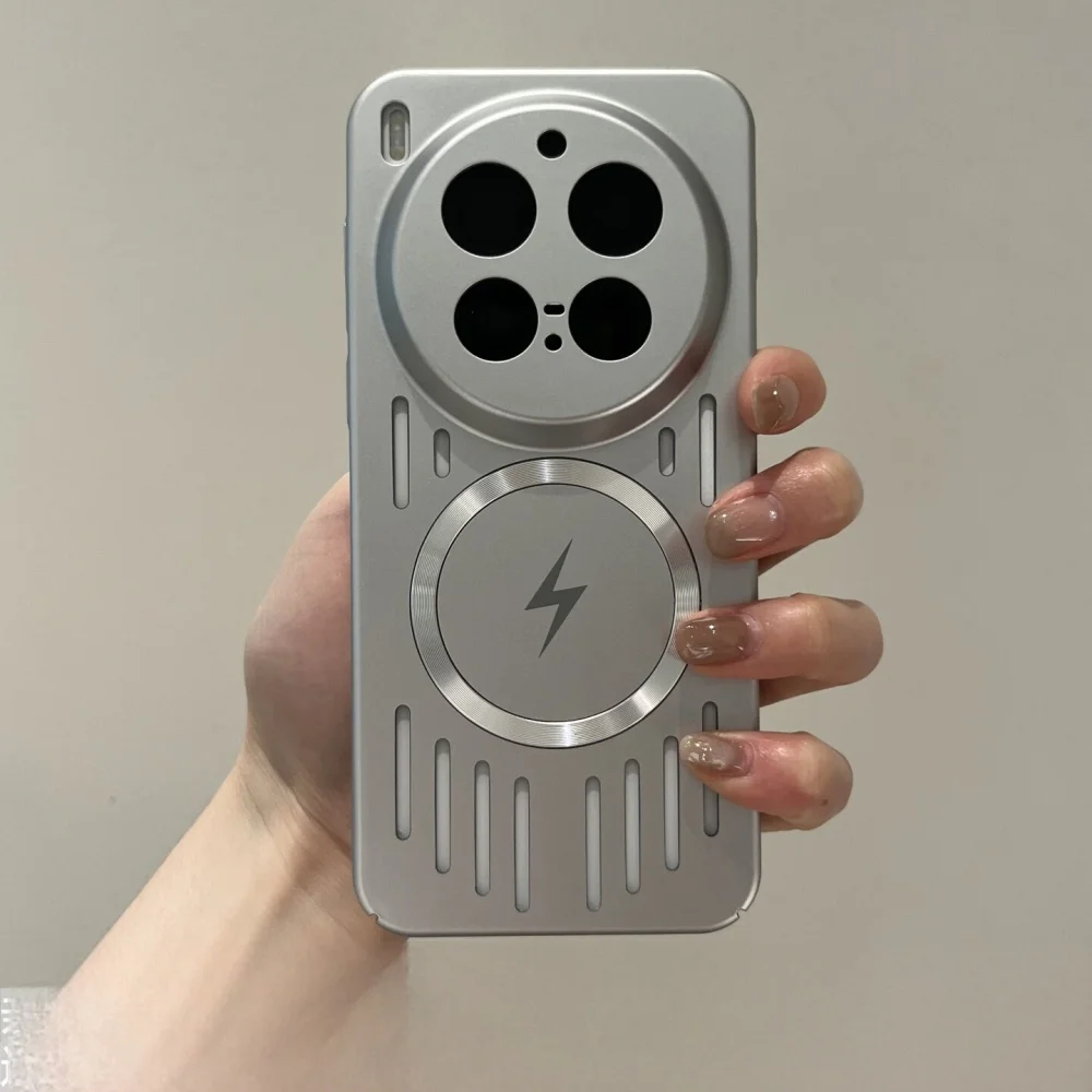 Luxury Mesh Heat Dissipation Magnetic Phone Case - Frosted Full Bumper Cover with Wireless Charging