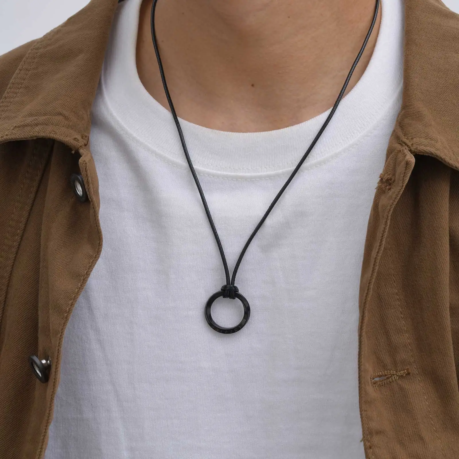 Vnox Retro Niche Viking Mobius Necklaces For Men Stainless Steel Round Pendant With 60cm Rope/Metal Chain Four Color Choose