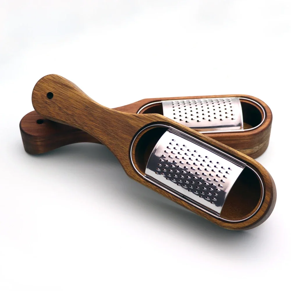 Cheese Grater Kitchen Grater Stainless Steel Cheese Grater with Removable Acacia Wood Collector Cheese Grater With Box Tools Server