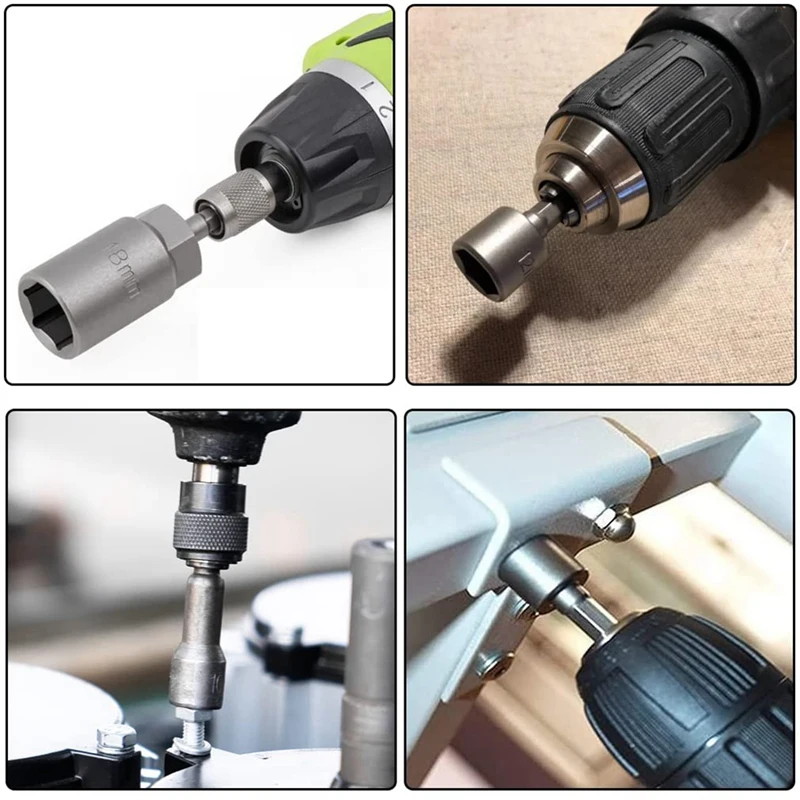Magnetic Nut Driver Set, Impact Driver Bit Set, Metric 6Mm-19Mm Screwdriver Bits For Impact Drills, Long Bolt Hex Socket