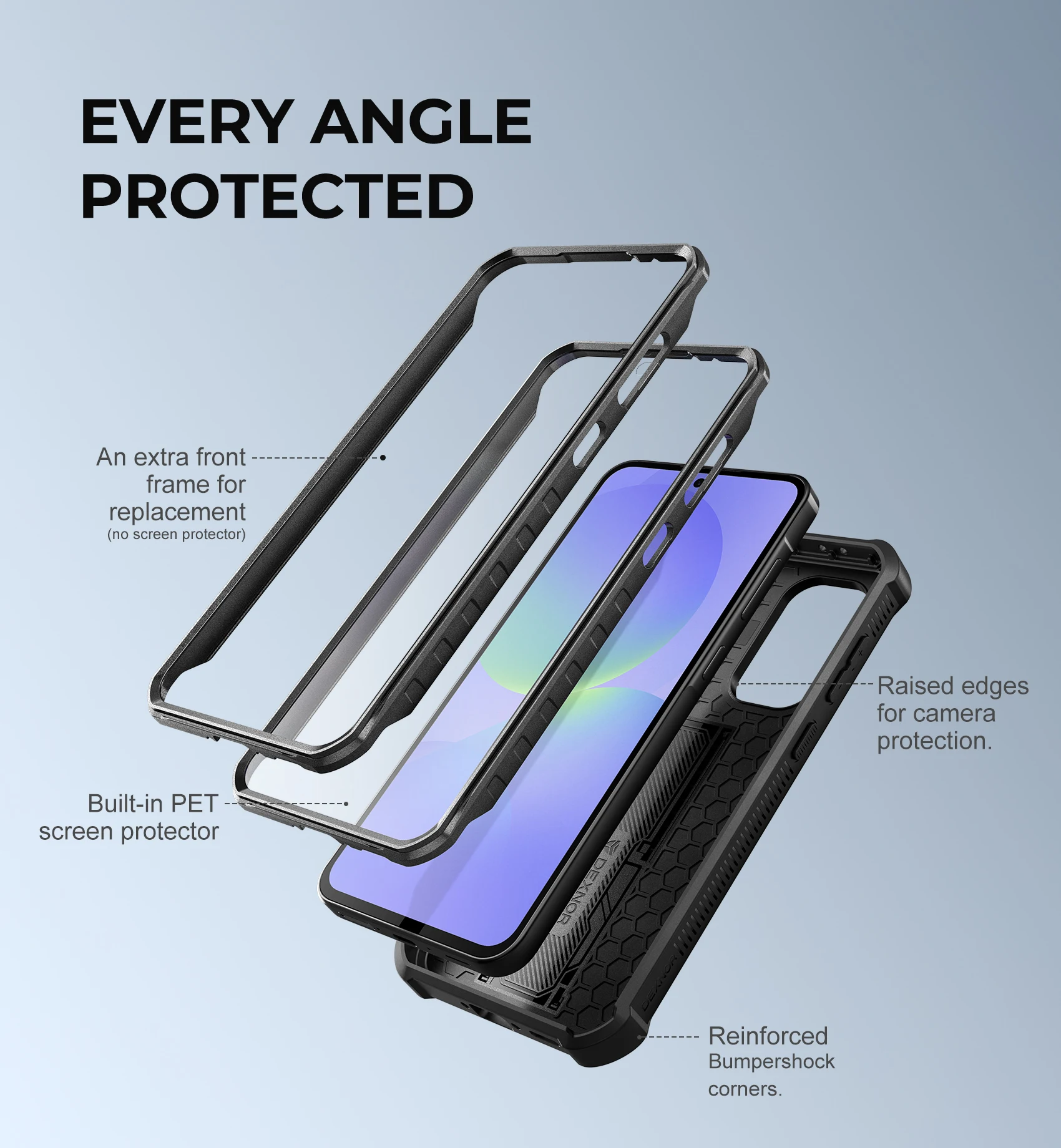 Heavy Duty Shockproof Phone Case with Built-in Magnetic Sliding Camera Cover