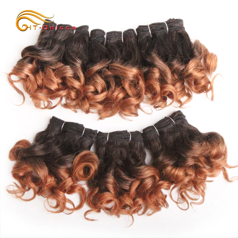 Pcs/Lot Curly Bundles Ombre Brazilian Hair Weave Bundles Color