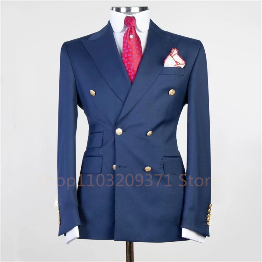 Fashion New Men's Casual Boutique Slim Double Breasted Solid Color Business Wedding Suit Blazers Dress Jacket Coat