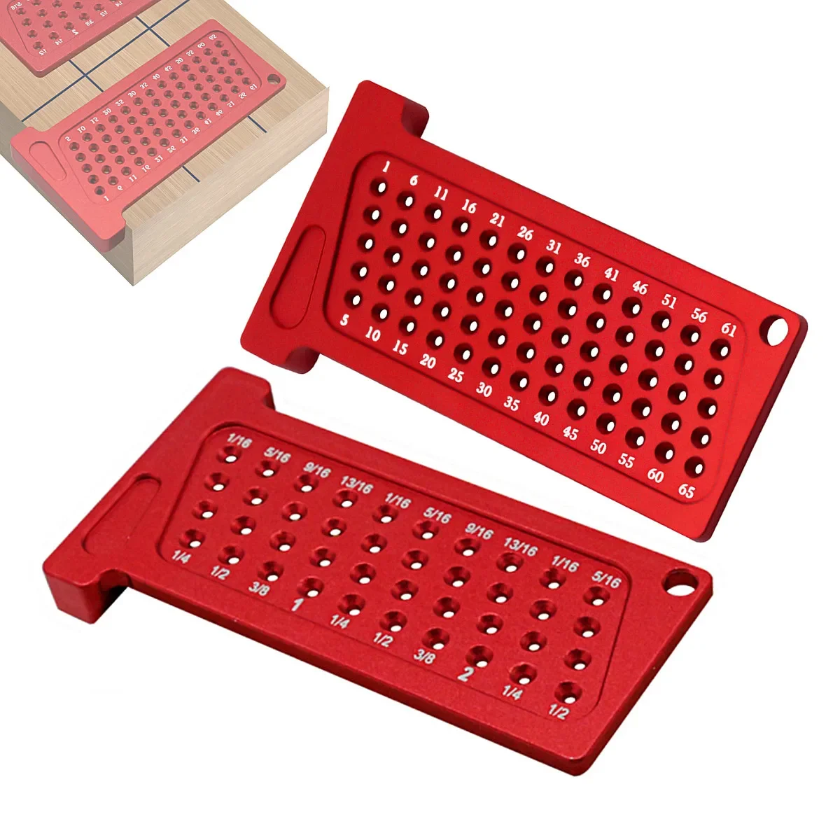 Woodworking Ruler Metric/Inch Precision T-Ruler Aluminum Pocket Marking Gauge Carpentry Cross Calibration Hole Scribing Ruler