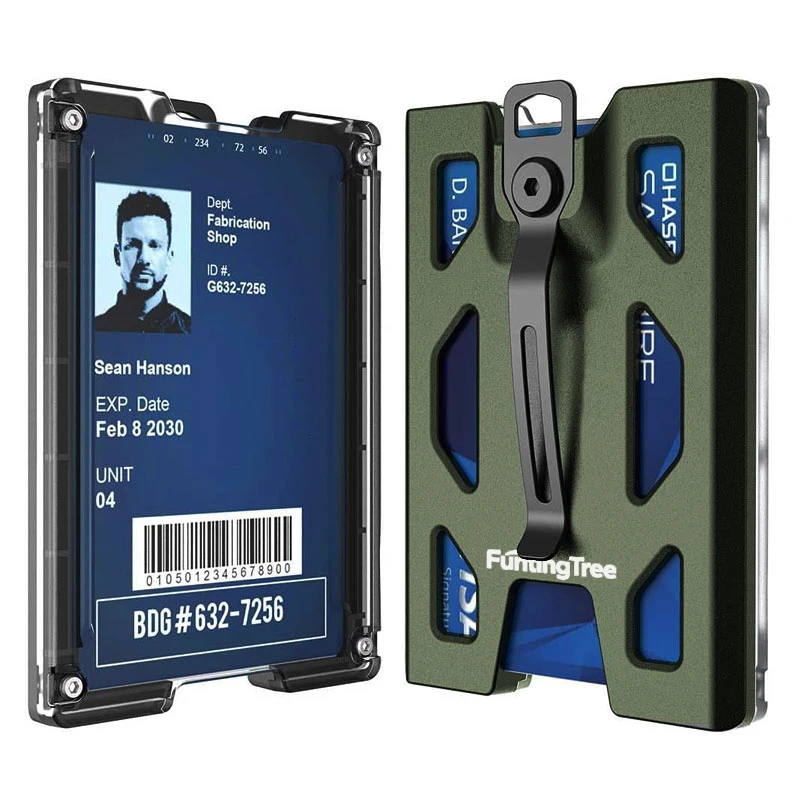 Premium Aluminum Badge and Card Holder Wallet – Sleek Design with Metal Clip and Multiple Card Capacity