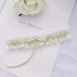 Elegant Blue Butterfly Knot Bridal Leg Ring and Sock Belt Gift Set (Pink + white lace)
