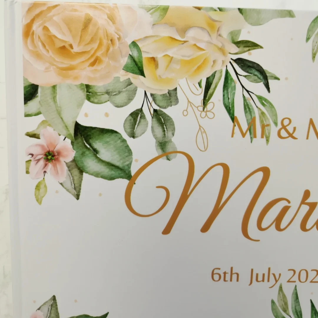Personalized Yellow Flowers Wedding Guest Book White 38 Sheets Alternative for Wedding Decoration A4 Message Book
