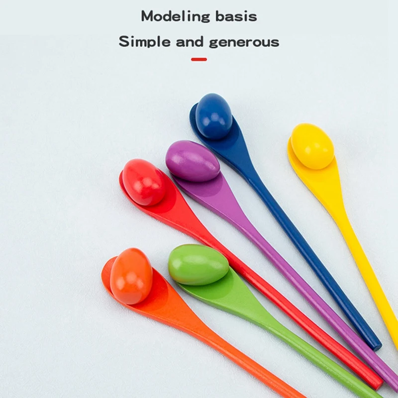 12 Piece Wooden Egg And Spoon Race And Balance  Toy