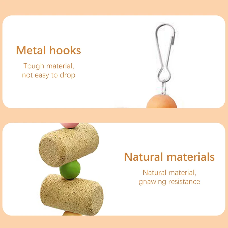 Wood Pet Bird Chewing Toy Resistance Practical Parrot Cork Bite String for Finch Parakeet Love Birds Cockatiel 1pc Random Color