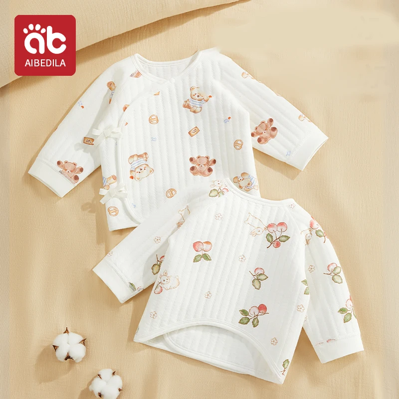 AIBEDILA Baby Girl Long Sleeve T Shirt Cotton Autumn Winter Animal Print Hospital Newborn Clothing 0-3 Months Baby Boy Tops