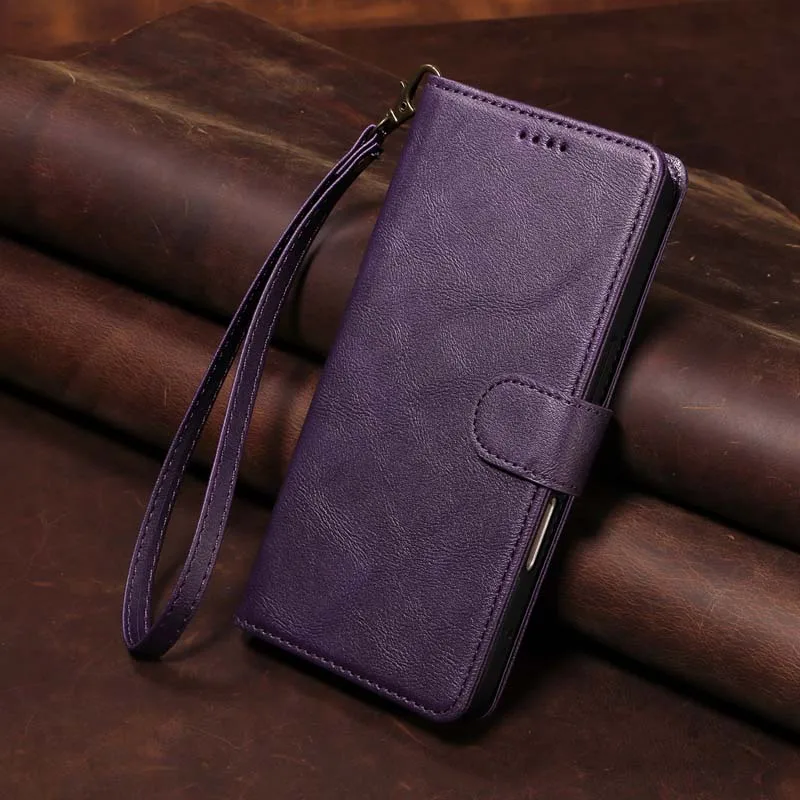 Leather Wallet Phone Case - RFID Blocking, Magnetic Closure, Anti-Theft Protection