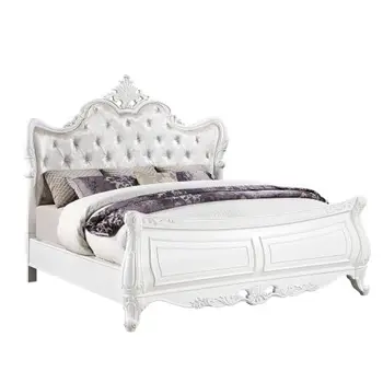 Modern Style 5 Pc King Bedroom Set Made with Wood in Pearl White 2