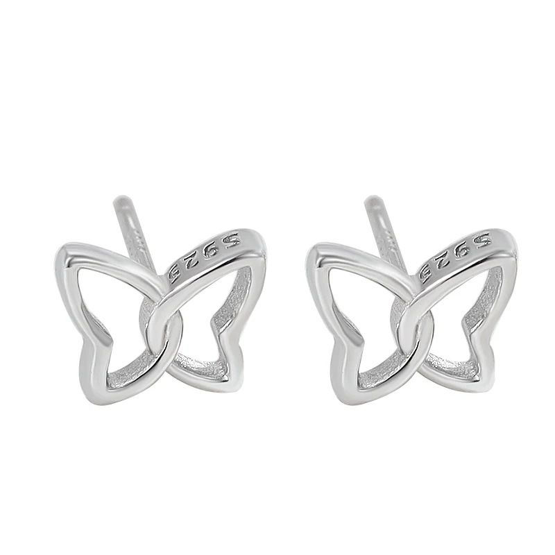 

S925 STERLING silver personality mini butterfly earrings small temperament female jewelry